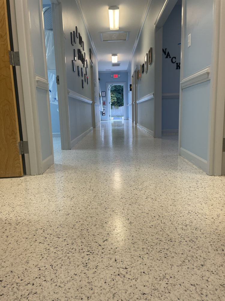 Concrete polishing in progress