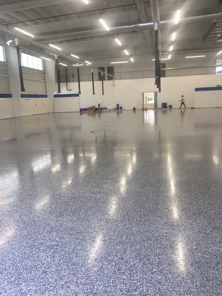Finished epoxy flake floor